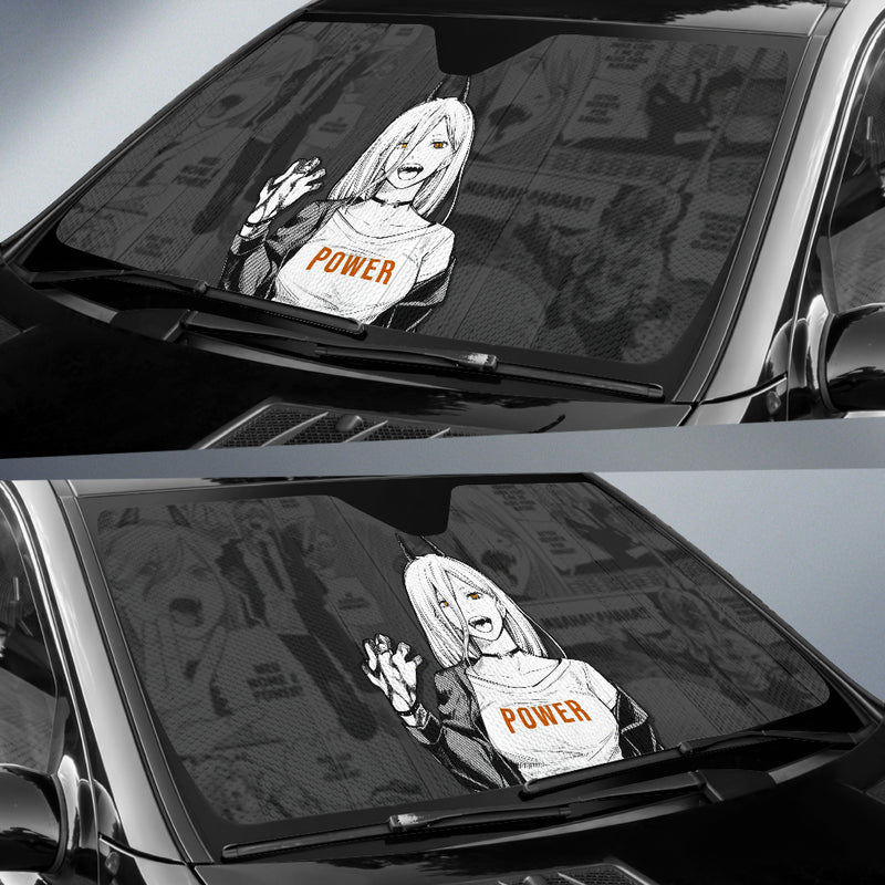 Chainsaw Man Anime Power Car Auto Sunshades Nearkii