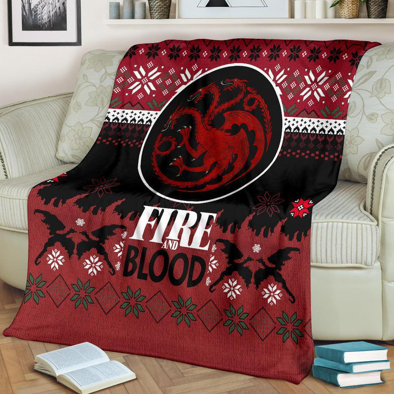 Fire And Blood Ugly Christmas Custom Blanket Home Decor Nearkii