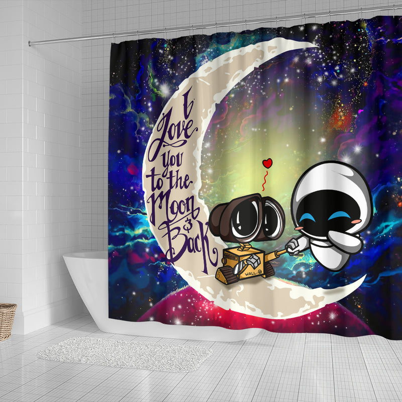 Wall-E Couple Love You To The Moon Galaxy Shower Curtain Nearkii