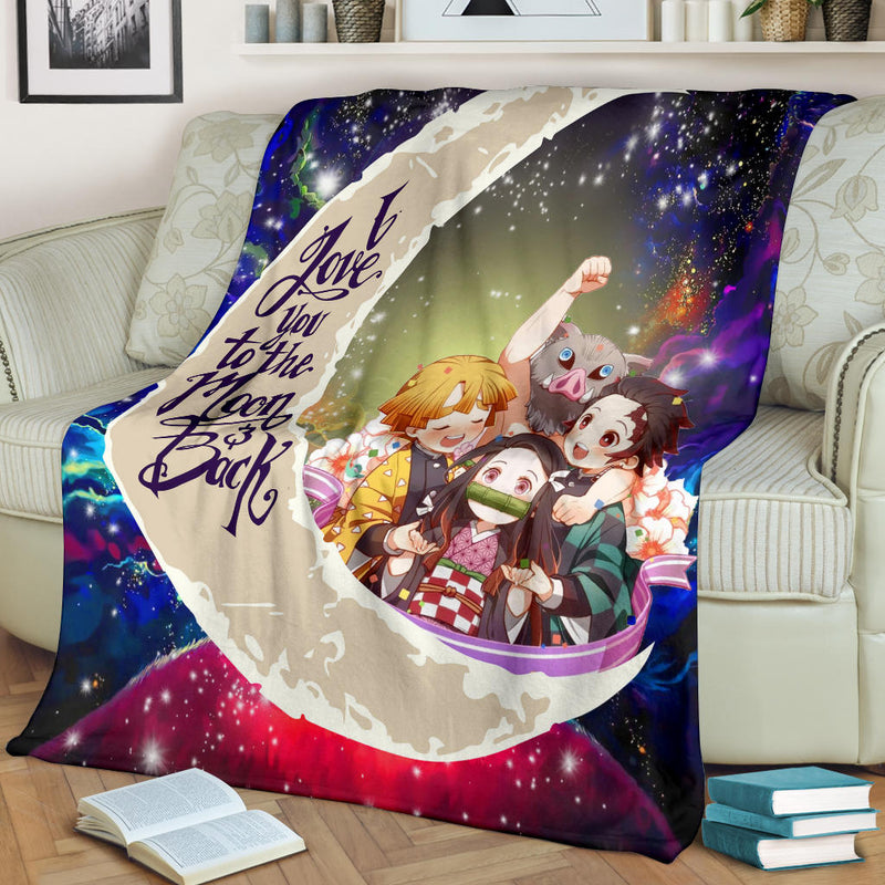 Demond Slayer Team Love You To The Moon Galaxy Premium Blanket Nearkii