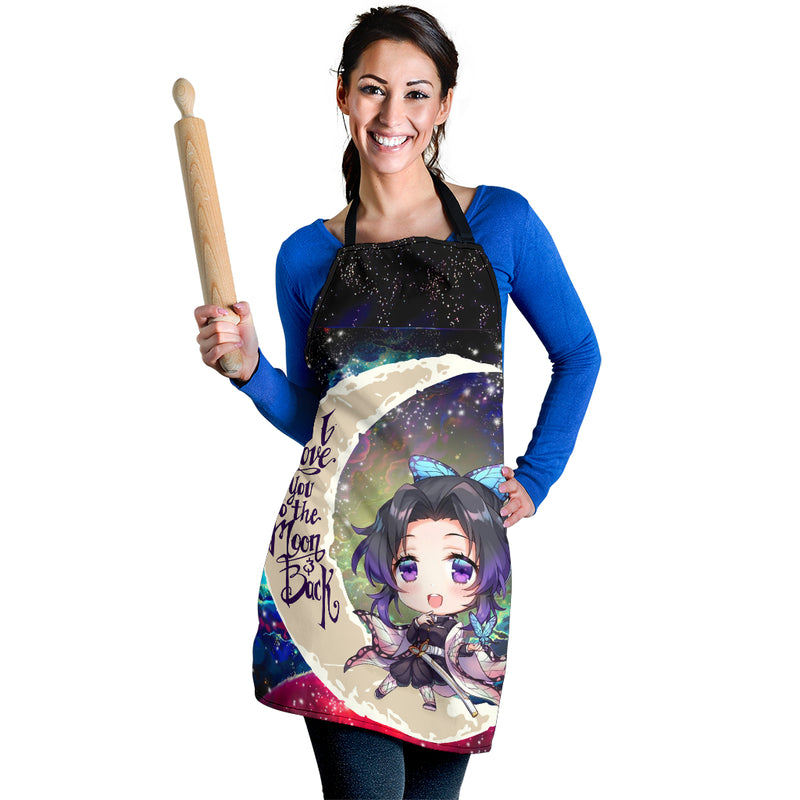 Shinobu Demon Slayer Love You To The Moon Galaxy Custom Apron Best Gift For Anyone Who Loves Cooking