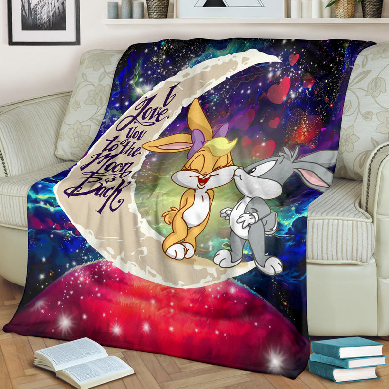 Bunny Couple Love You To The Moon Galaxy Blanket Nearkii