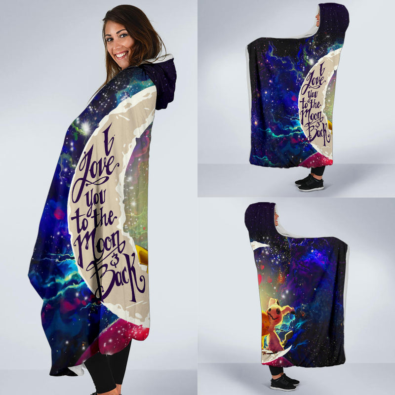 Pikachu Horro Love You To The Moon Galaxy Economy Hooded Blanket Nearkii