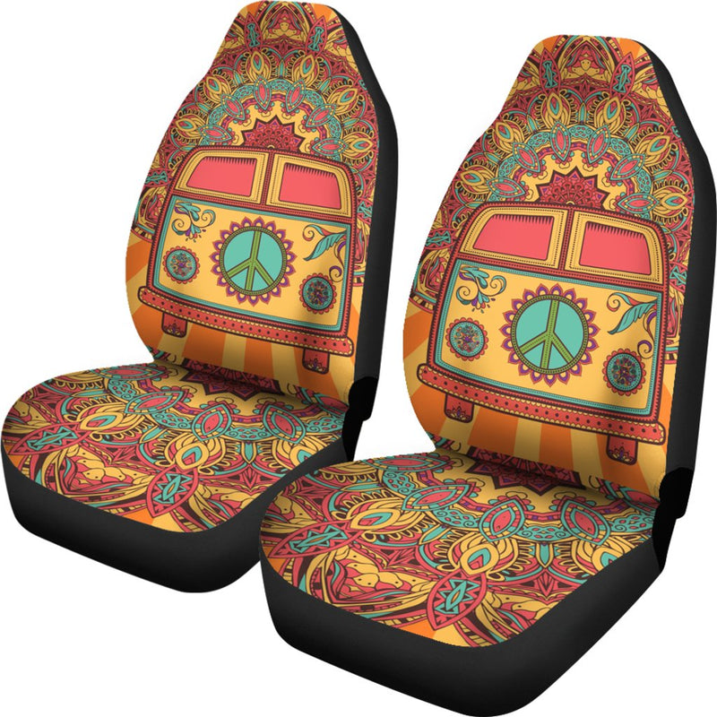 Best New Hippie Vintage Car A Mini Van Premium Custom Car Seat Covers Decor Protector Nearkii