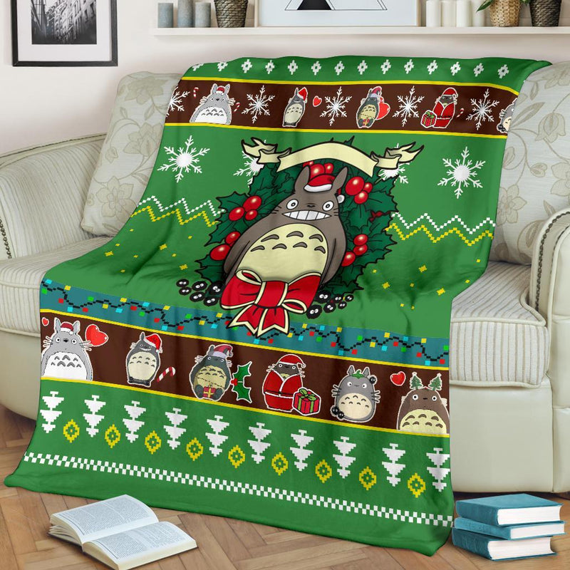 Totoro Green Christmas Christmas Blanket Amazing Gift Idea Nearkii