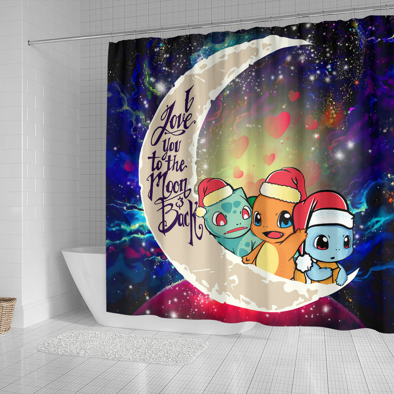 Pokemon Friends Gen 1 Love You To The Moon Galaxy Shower Curtain Nearkii