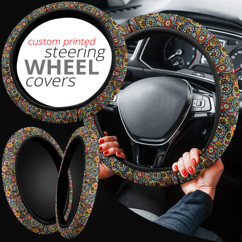 Beautiful Ethnic Style Seamless Patterns Premium Car Steering Wheel Cover Nearkii