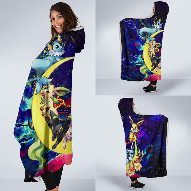Eevee Evolution Pokemon Family Love You To The Moon Galaxy Economy Hooded Blanket Nearkii