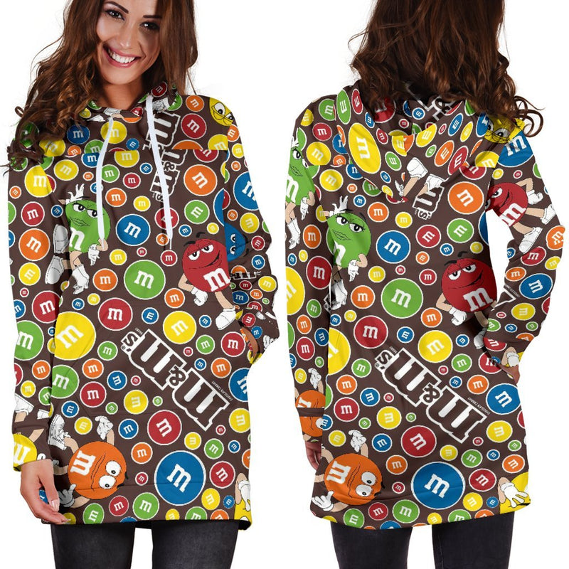 M&M Chocolate Pattern Women's Hoodie Dress