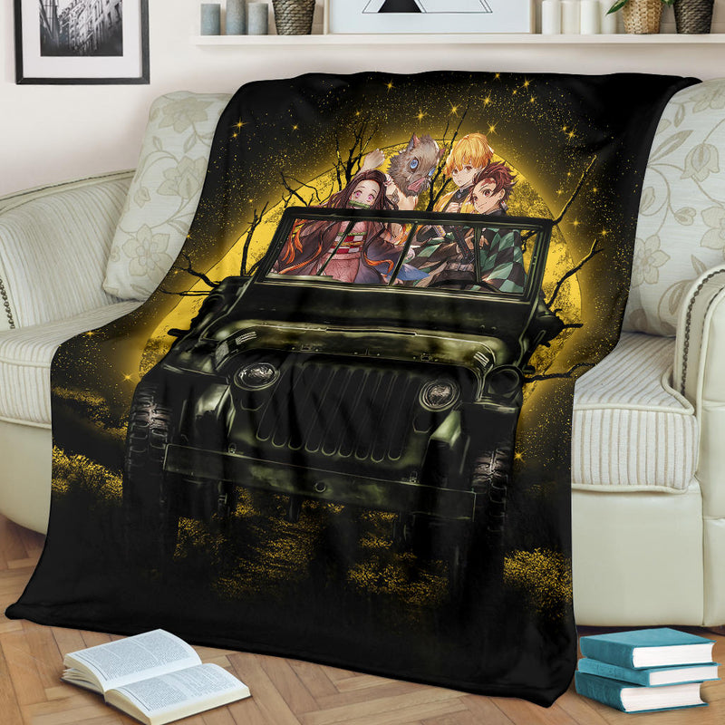 Demon Slayer Anime Funny Halloween Moonlight Premium Blanket Nearkii