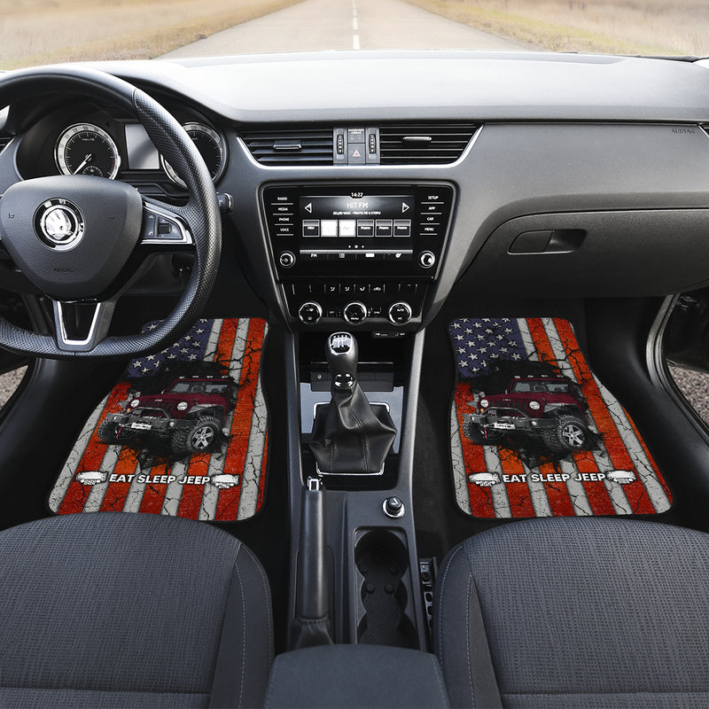 Deep Red Jeep American Flag Car Floor Mats Car Accessories Nearkii