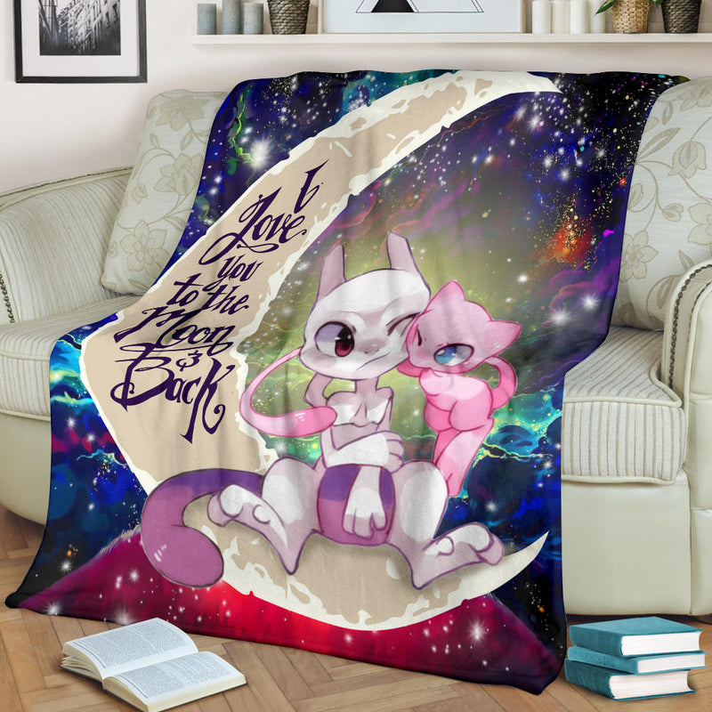 Pokemon Couple Mew Mewtwo Love You To The Moon Galaxy Premium Blanket Nearkii