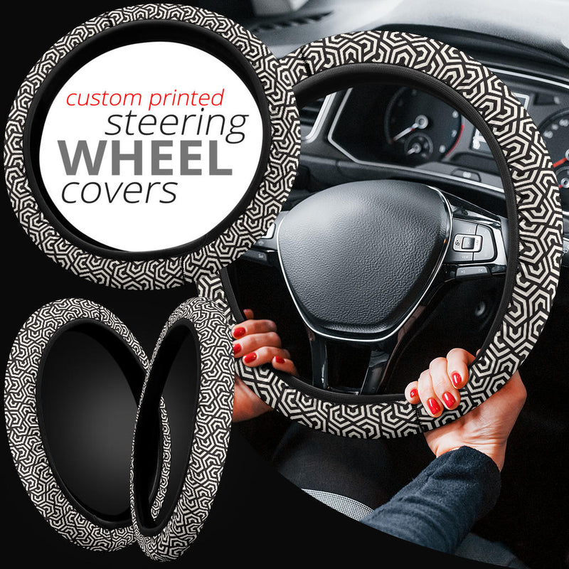 Black White Hypnotic Premium Car Steering Wheel Cover Nearkii