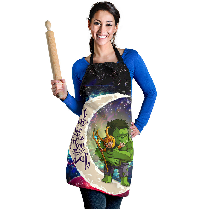 Hulk And Loki Love You To The Moon Galaxy Custom Apron Best Gift For Anyone Who Loves Cooking