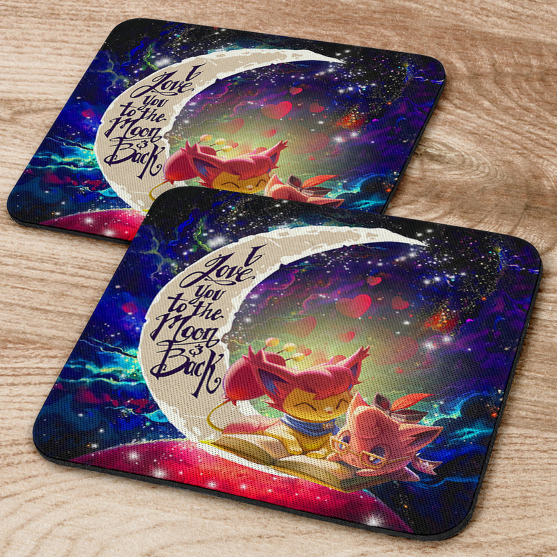 Skitty And Jigglypuff Pokemon Love You To The Moon Galaxy Square Coasters