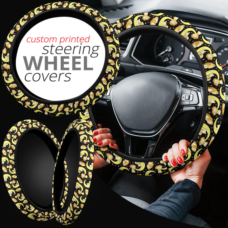 Winnie The Pood Moon Yellow Premium Car Steering Wheel Cover Nearkii