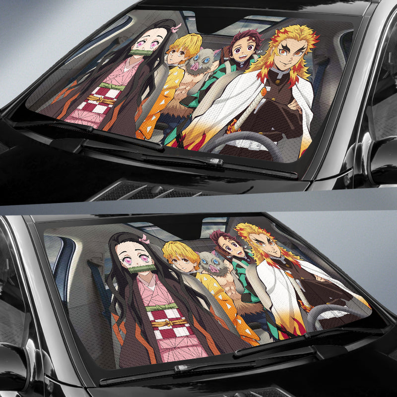 Funny Demon Slayer Car Auto Sunshades Nearkii