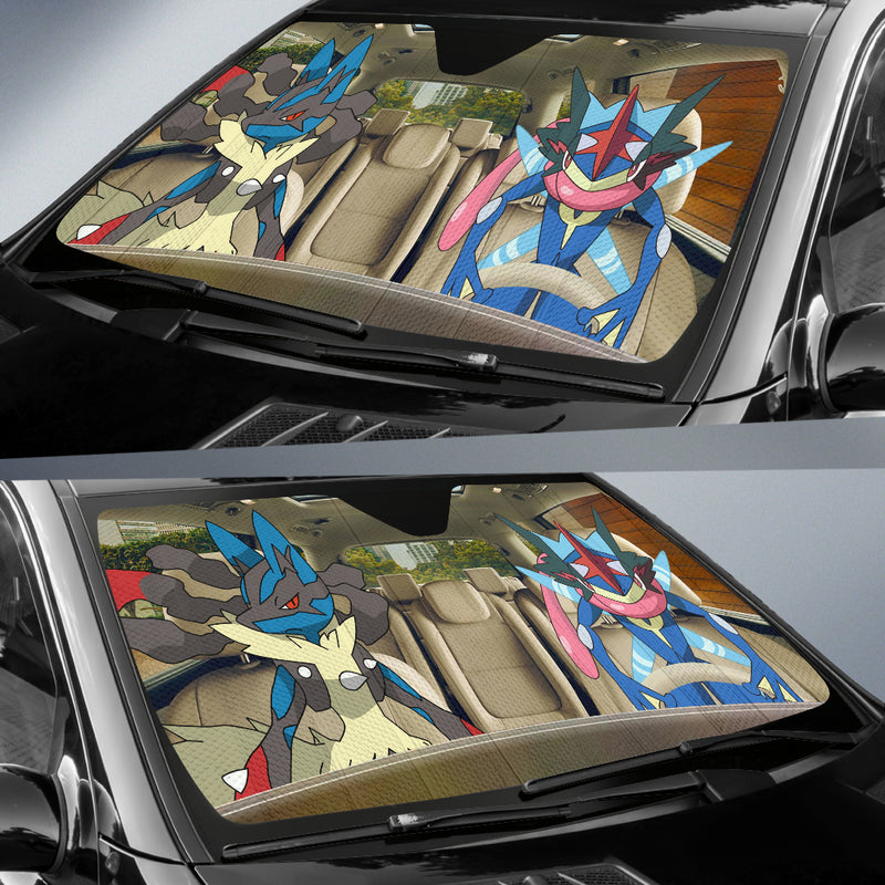 Pokemon Mega Lucario Greninja Satoshi Funny Car Auto Sunshades Nearkii