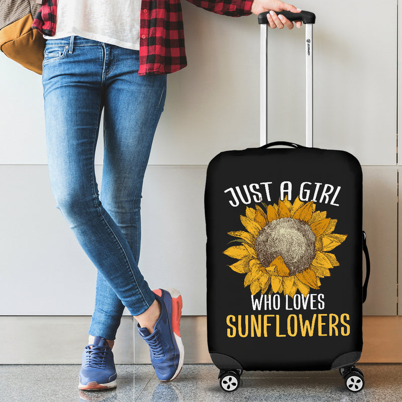 Sunflowers Just A Girl Who Loves Sunflowers Luggage Cover Suitcase Protector Suitcase Protector Nearkii