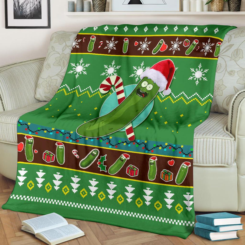 Green Pickle Rick Christmas Christmas Blanket Amazing Gift Idea Nearkii