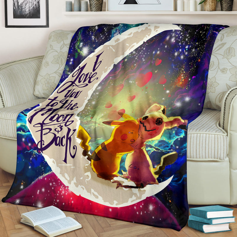 Pikachu Horro Love You To The Moon Galaxy 1 Premium Blanket Nearkii