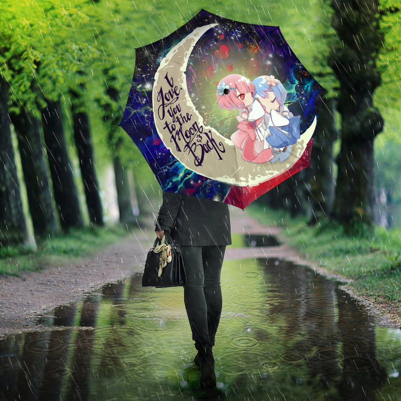 Ram And Rem Rezero Love You To The Moon Galaxy Umbrella Nearkii