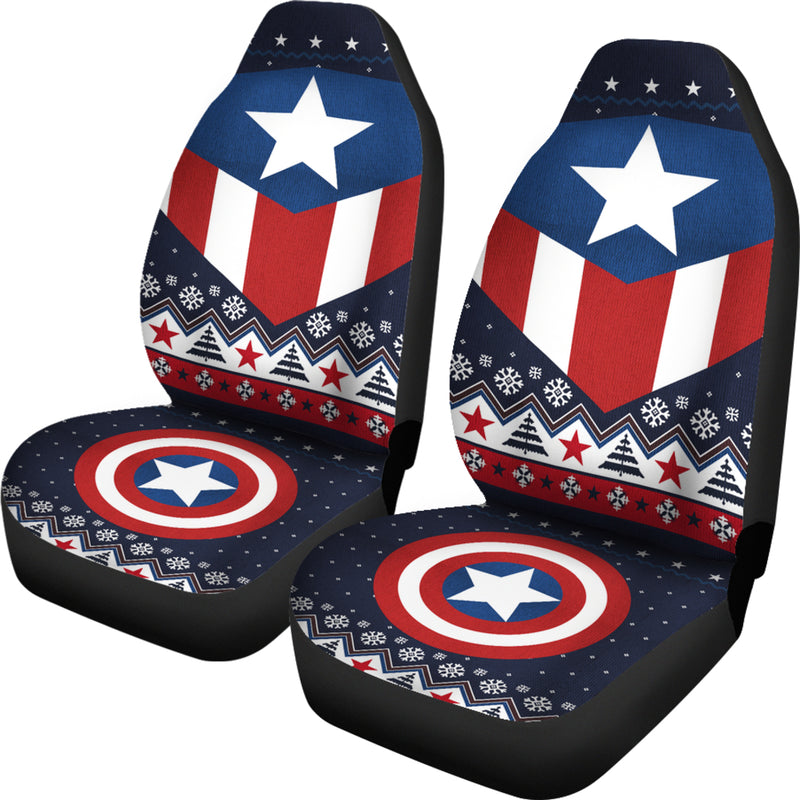 Christmas Captain America Christmas Premium Custom Car Seat Covers Decor Protectors Nearkii