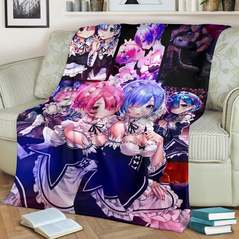 Ram And Rem Anime Girl Re Zero Premium Blanket Nearkii