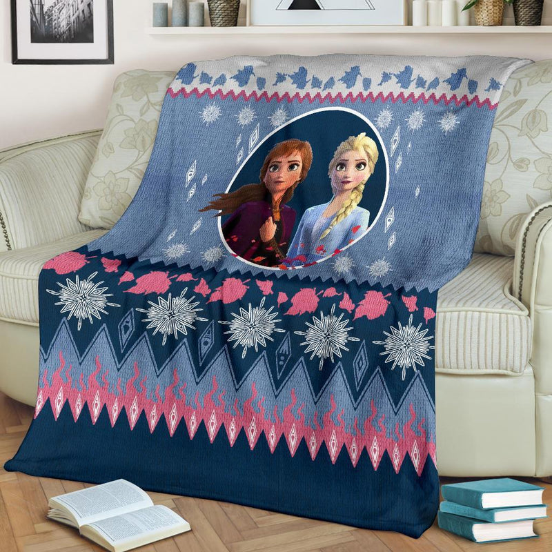 Frozen Elsa And Anna Ugly Christmas Custom Blanket Home Decor Nearkii