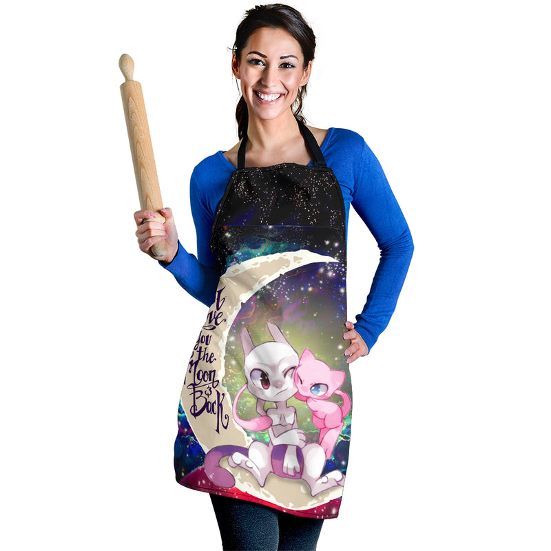 Pokemon Couple Mew Mewtwo Love You To The Moon Galaxy Custom Apron Best Gift For Anyone Who Loves Cooking