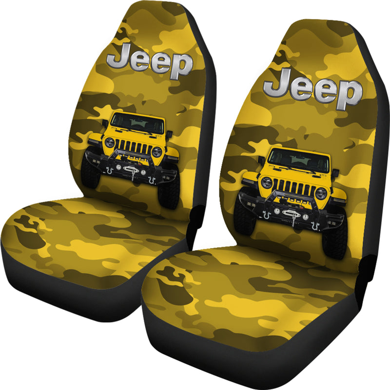 Yellow Jeep Camouflage Premium Custom Car Seat Covers Decor Protectors Nearkii
