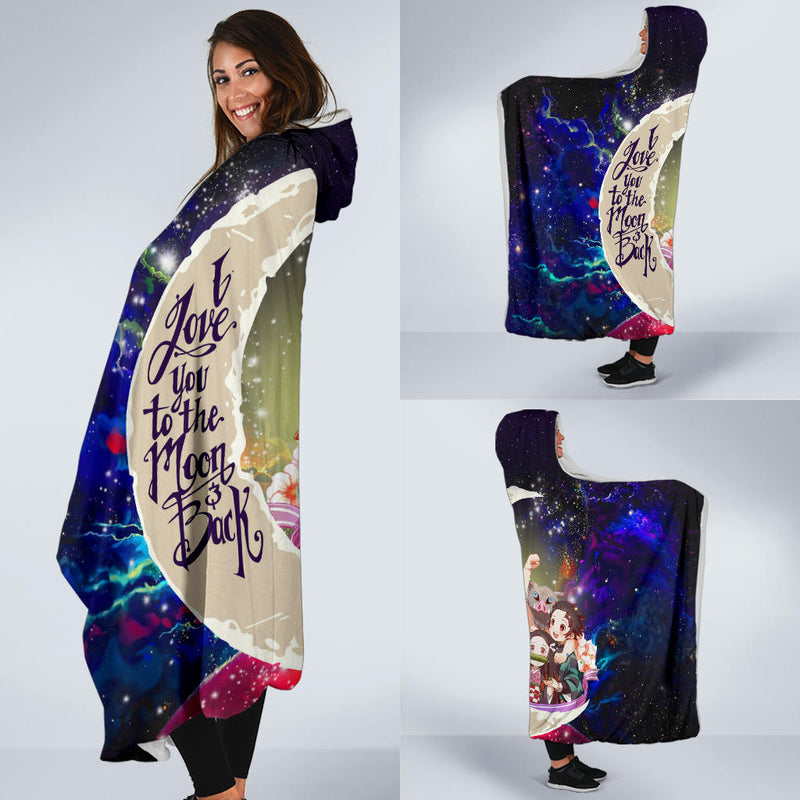 Demond Slayer Team Love You To The Moon Galaxy Economy Hooded Blanket Nearkii