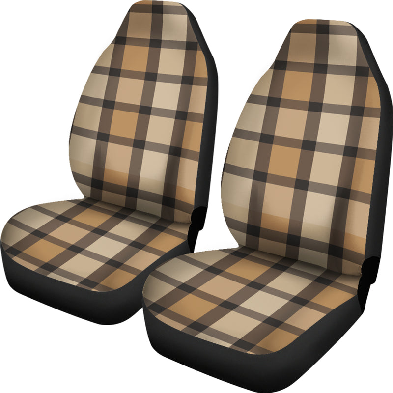 Best Brown Beige Plaid Premium Custom Car Seat Covers Decor Protector Nearkii