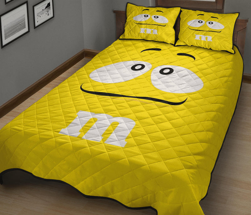 Chocolate M&M Yellow Quilt Bed Sets Nearkii