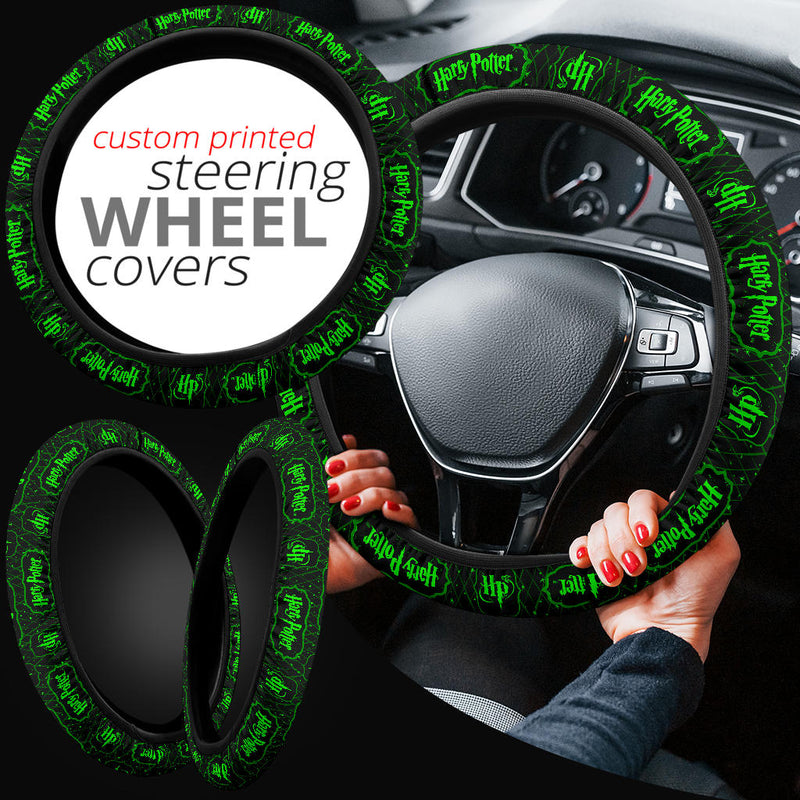 Harry Potter Farbic Green Art Pattern Premium Car Steering Wheel Cover Nearkii