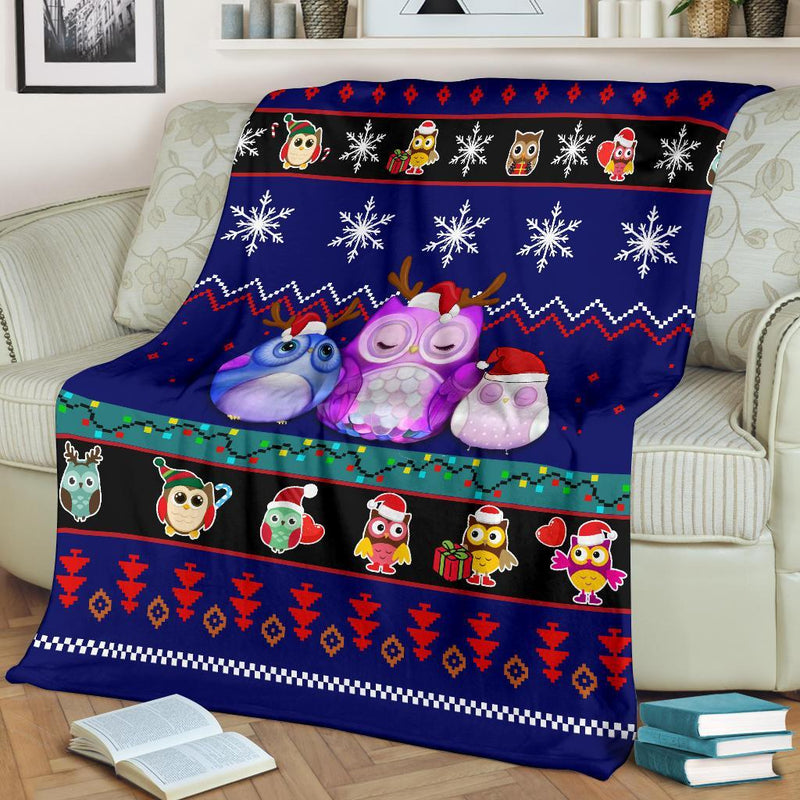 Owl Blue Christmas Blanket Amazing Gift Idea Nearkii