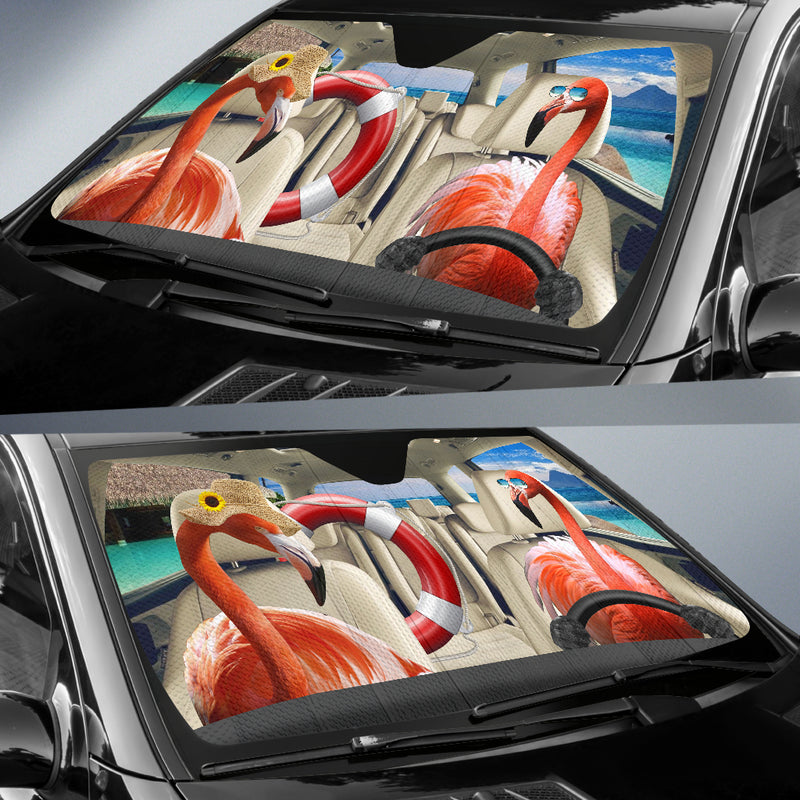 Funny Flamingo Couple Car Auto Sunshades Nearkii