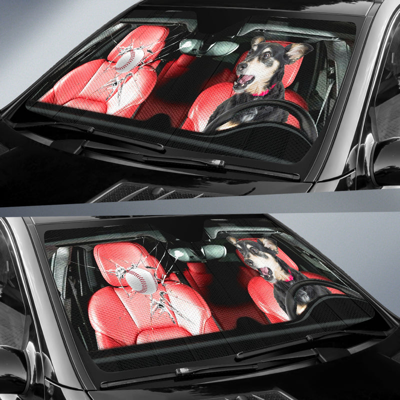 Funny Dog And Baseball Car Auto Sunshades Nearkii