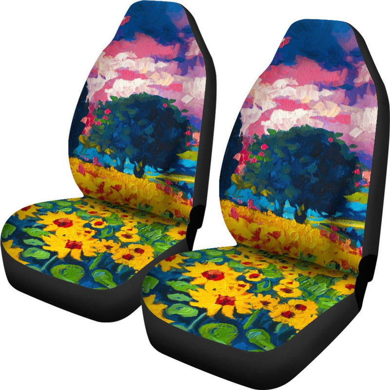 Best Painting Sunflower Art Premium Custom Car Seat Covers Decor Protector Nearkii