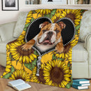 Bull Dog Sunflower Zipper Premium Custom Blanket Nearkii
