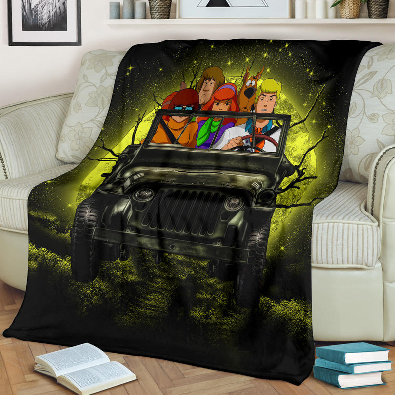 Scooby Doo Funny Drive Jeep Moonlight Halloween Premium Blanket Nearkii