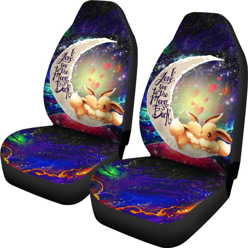 Cute Eevee Pokemon Couple Love You To The Moon Galaxy Car Seat Covers