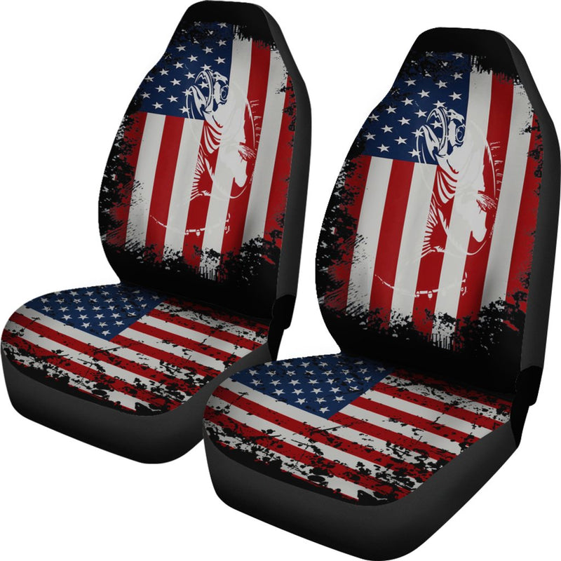 Best Us Flag Fishing Rod Premium Custom Car Seat Covers Decor Protector Nearkii
