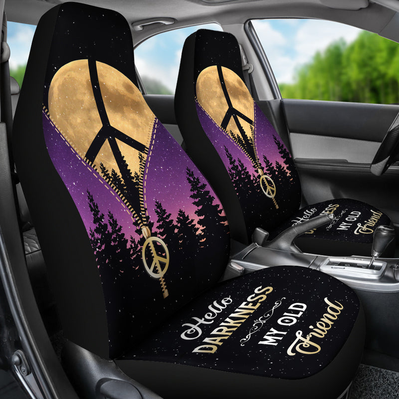 Purple Pink Darkness My Old Friend Hippie Moon Zipper Premium Custom Car Seat Covers Decor Protectors Nearkii