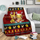 Red Gearzime Pokemon Pikachu Ugly Holiday Fleece Blanket Gift For Christmas Amazing Gift Idea Nearkii