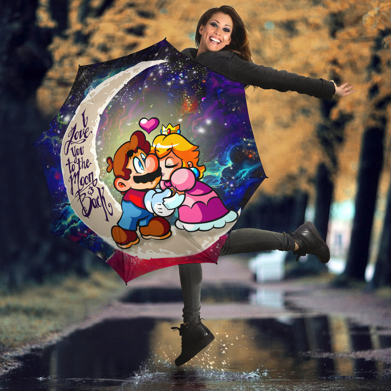 Mario Couple Love You To The Moon Galaxy Umbrella Nearkii