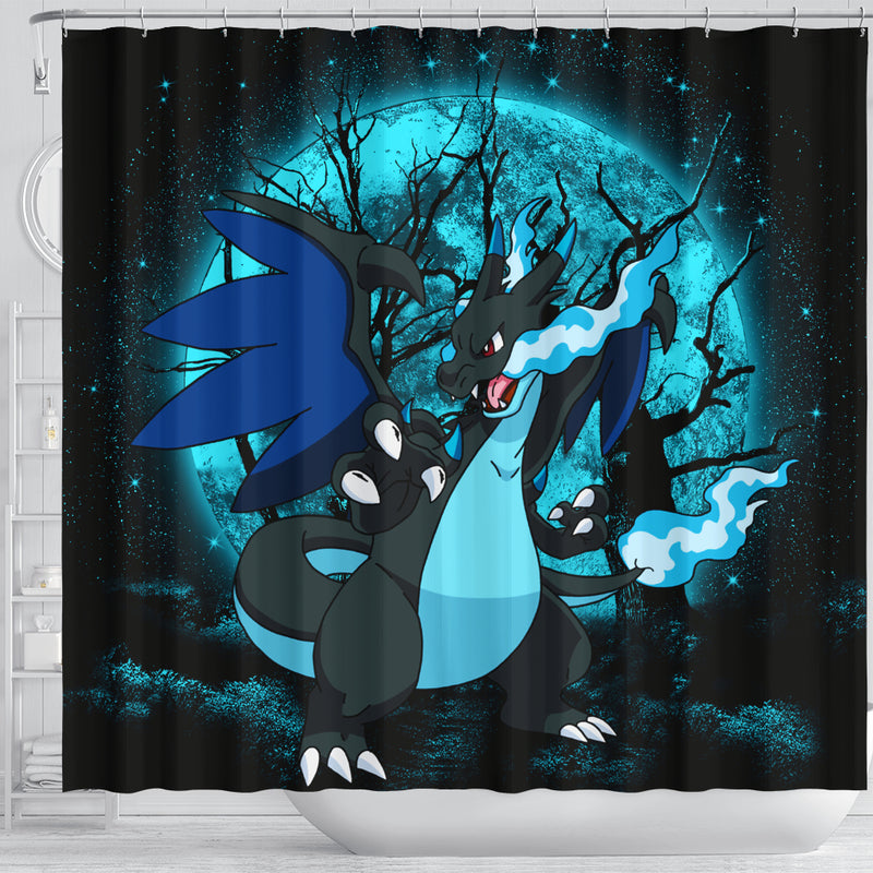 Charizard Mega X Pokemon Moonlight Shower Curtain Nearkii