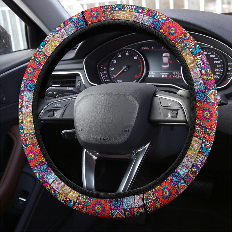 Color Flowers Premium Car Steering Wheel Cover Nearkii