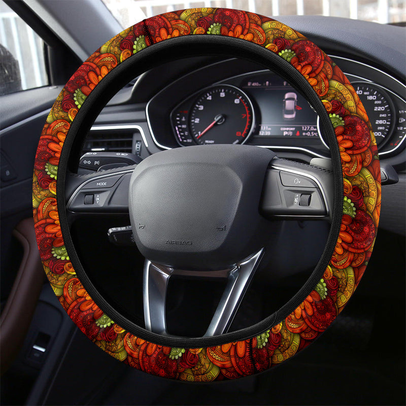 Flower Floral Retro Premium Car Steering Wheel Cover Nearkii