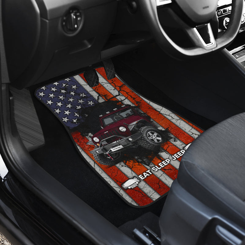 Deep Red Jeep American Flag Car Floor Mats Car Accessories Nearkii